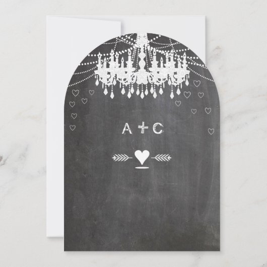 Chalkboard Modern Typografie Chandelier Kaart (Achterkant)