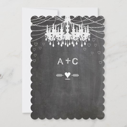 Chalkboard Modern Typografie Chandelier Kaart (Achterkant)