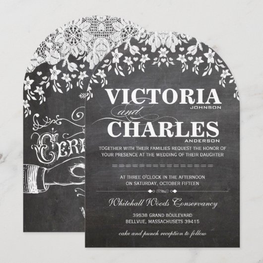 Chalkboard Modern  Typografie Invite Kaart (Voorkant / Achterkant)