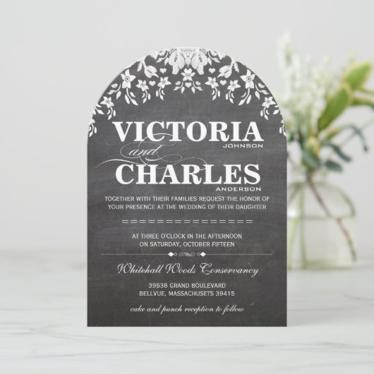 Chalkboard Modern Typografie Invite Kaart (Staand voorkant)
