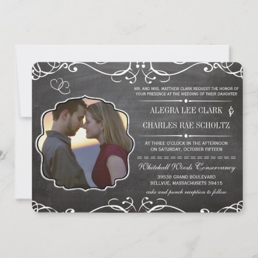 Chalkboard Modern  Typografie Invite Kaart (Voorkant)