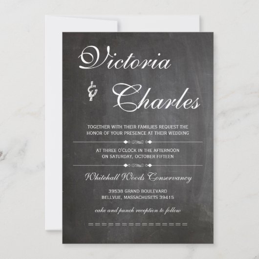 Chalkboard Modern  Typografie Invite Kaart (Voorkant)