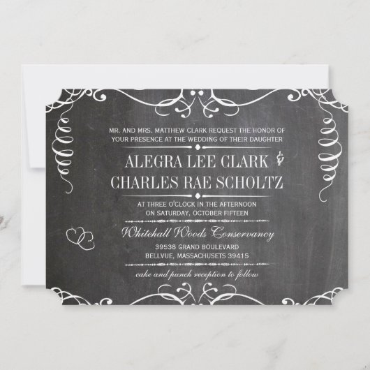 Chalkboard Modern  Typografie Invite Kaart (Voorkant)