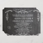 Chalkboard Modern  Typografie Invite Kaart (Voorkant / Achterkant)