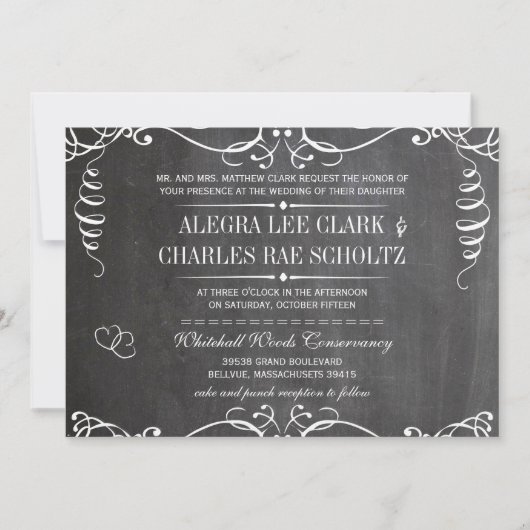Chalkboard Modern  Typografie Invite Kaart (Voorkant)