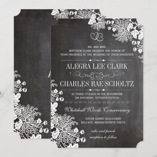 Chalkboard Modern  Typografie Invite Kaart (Voorkant / Achterkant)