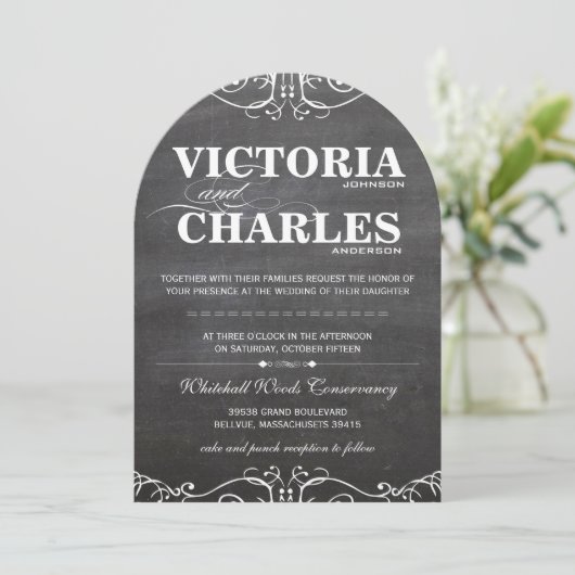 Chalkboard Modern  Typografie Invite Kaart (Staand voorkant)
