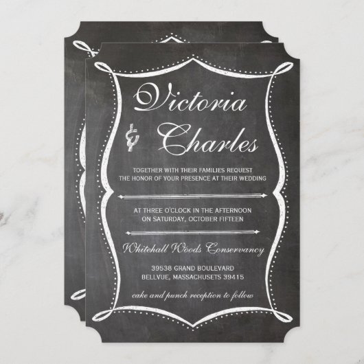 Chalkboard Modern  Typografie Invite Kaart (Voorkant / Achterkant)