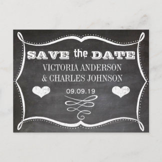 Chalkboard Modern Typografie Save the Date Aankondigingskaart