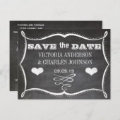 Chalkboard Modern  Typografie Save the Date Aankondigingskaart (Voorkant / Achterkant)