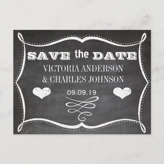 Chalkboard Modern  Typografie Save the Date Aankondigingskaart (Voorkant)