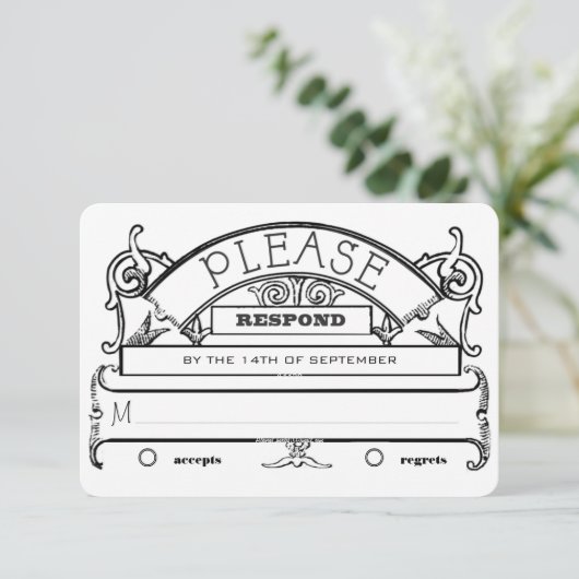 Chalkboard  Modern Typografie Wedding RSVP Kaart (Staand voorkant)