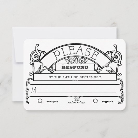 Chalkboard  Modern Typografie Wedding RSVP Kaart (Voorkant)