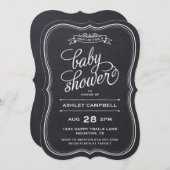 Chalkboard Modern Typography Baby shower Kaart (Voorkant / Achterkant)