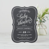 Chalkboard Modern Typography Baby shower Kaart (Staand voorkant)