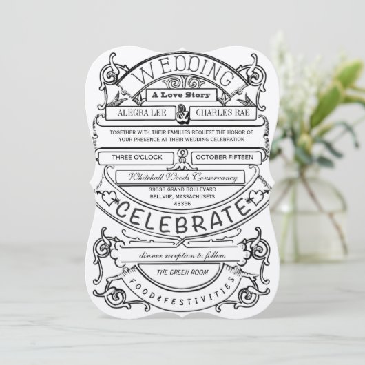 Chalkboard  Modern Typography Wedding Kaart (Staand voorkant)
