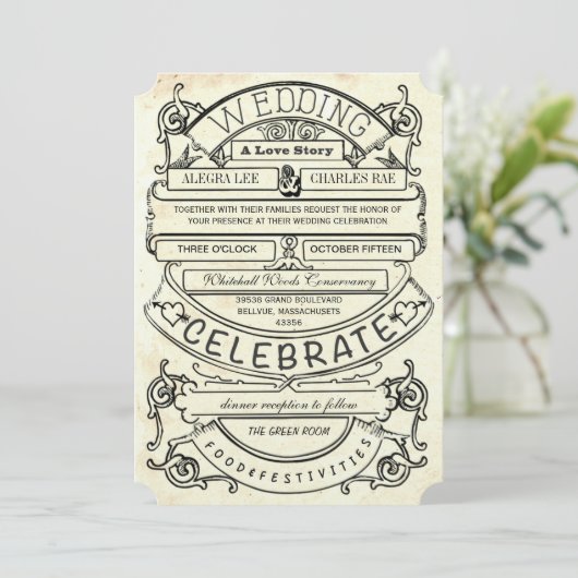 Chalkboard  Modern Typography Wedding Kaart (Staand voorkant)