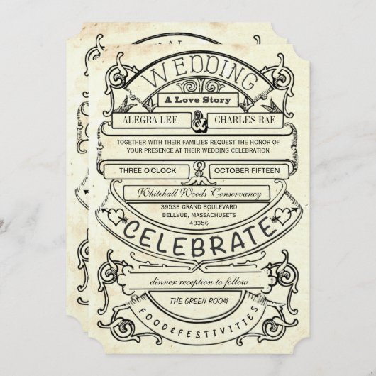 Chalkboard  Modern Typography Wedding Kaart (Voorkant / Achterkant)