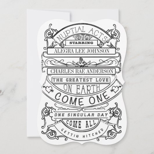 Chalkboard  Modern Typography Wedding Kaart (Achterkant)