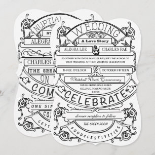 Chalkboard  Modern Typography Wedding Kaart