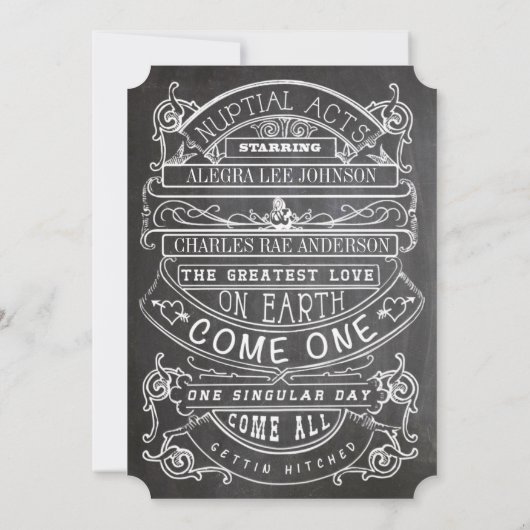 Chalkboard  Modern Typography Wedding Kaart (Achterkant)