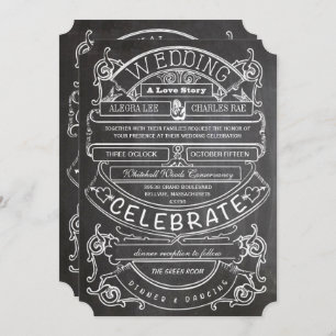 Chalkboard  Modern Typography Wedding Kaart