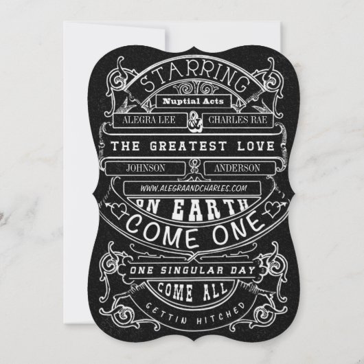 Chalkboard Modern Typography Wedding Kaart (Achterkant)