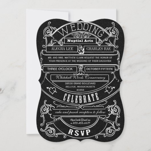 Chalkboard Modern Typography Wedding Kaart (Voorkant)