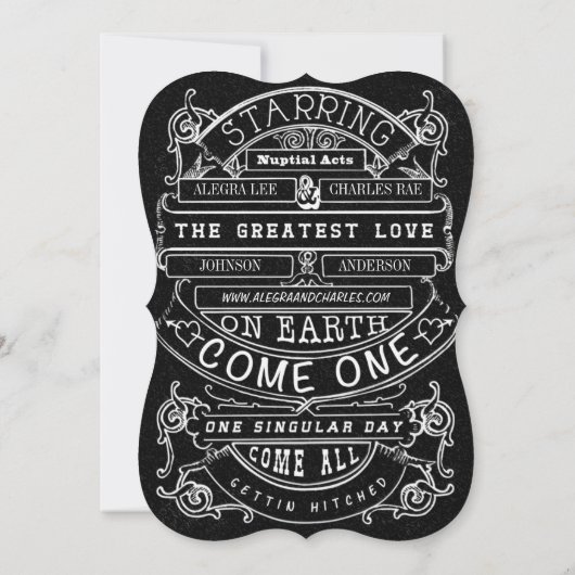 Chalkboard  Modern Typography Wedding Kaart (Achterkant)