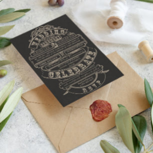 Chalkboard  Modern Typography Wedding Kaart