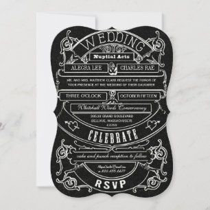 Chalkboard  Modern Typography Wedding Kaart