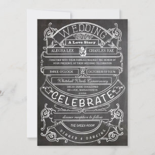 Chalkboard  Modern Typography Wedding Kaart