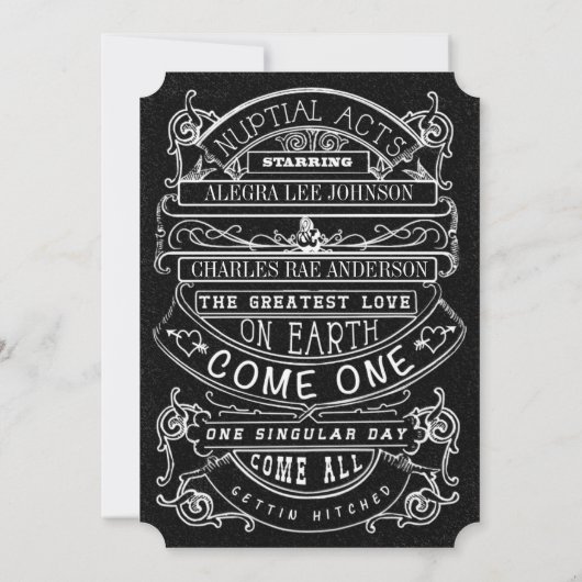 Chalkboard Modern Typography Wedding Kaart (Achterkant)