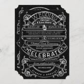 Chalkboard Modern Typography Wedding Kaart (Voorkant / Achterkant)
