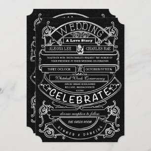 Chalkboard  Modern Typography Wedding Kaart