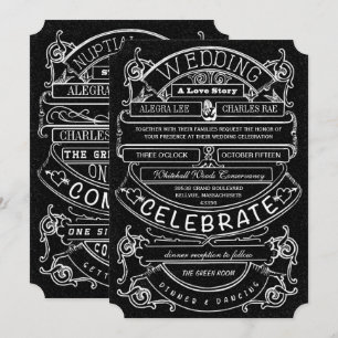 Chalkboard  Modern Typography Wedding Kaart