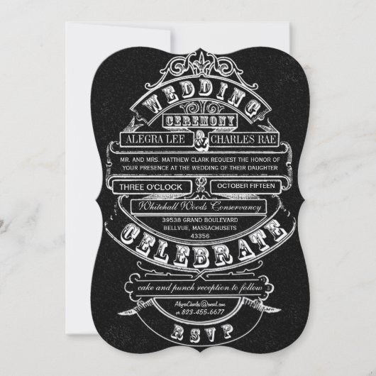 Chalkboard  Modern Typography Wedding Kaart (Voorkant)