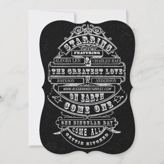 Chalkboard  Modern Typography Wedding Kaart (Achterkant)