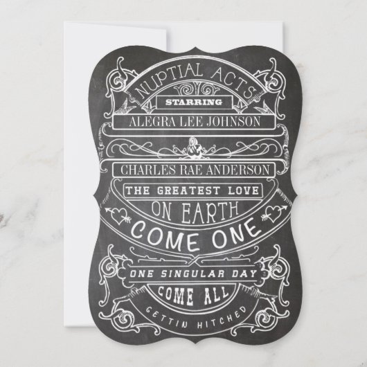 Chalkboard  Modern Typography Wedding Kaart (Achterkant)