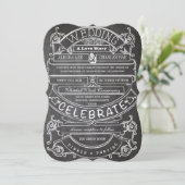 Chalkboard  Modern Typography Wedding Kaart (Staand voorkant)