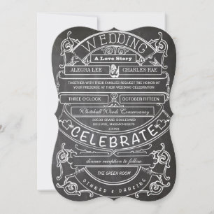 Chalkboard  Modern Typography Wedding Kaart