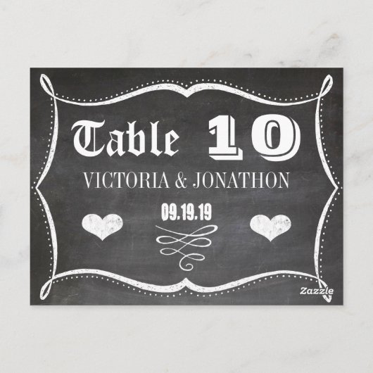 Chalkboard Moderne  Typografie Tabelnummer Briefkaart (Achterkant)