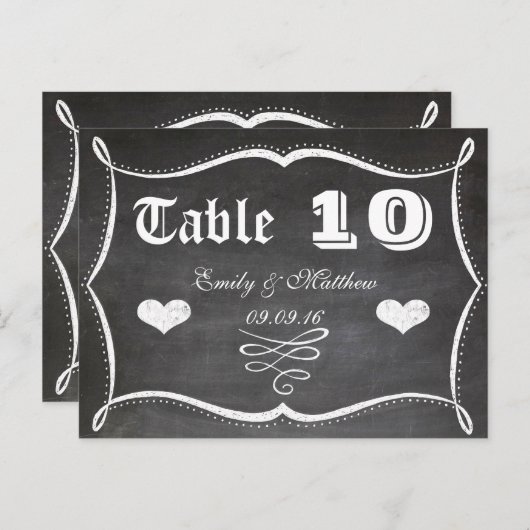 Chalkboard Moderne  Typografie Tabelnummer Briefkaart (Voorkant / Achterkant)