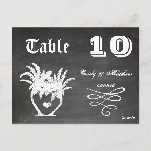 Chalkboard Moderne  Typografie Tabelnummer Briefkaart (Achterkant)