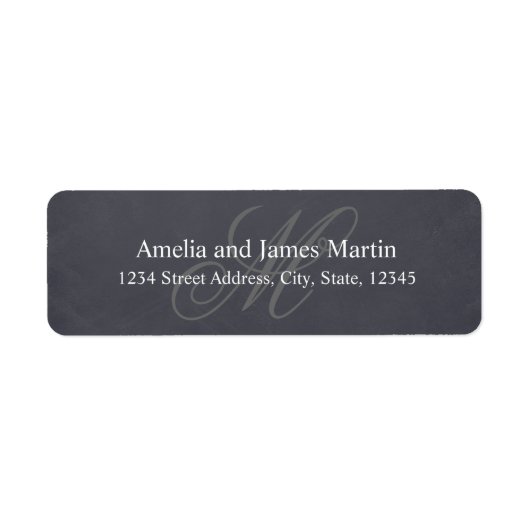Chalkboard Monogram Bruiloft Label (Voorkant)