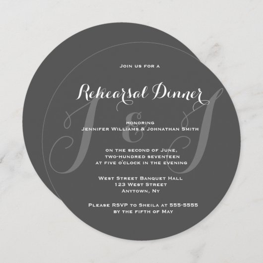 Chalkboard Monogram repetitie Diner Uitnodigingen (Voorkant / Achterkant)