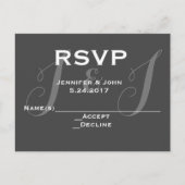 Chalkboard monogram RSVP kaarten (Voorkant)