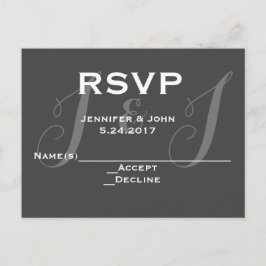 Chalkboard monogram RSVP kaarten