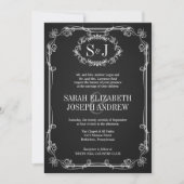 Chalkboard Monogram Typografie Wedding Invitations Kaart (Voorkant)