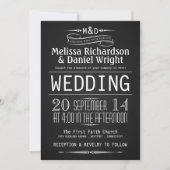 Chalkboard Monogram Typografie Wedding Invitations Kaart (Voorkant)